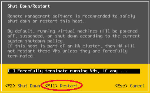 Mode maintenance DCUI